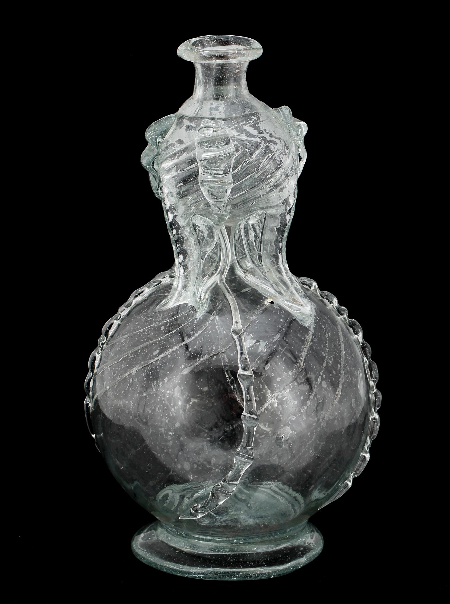 KLUCKAFLASKA, glas, 1700/1800-tal.