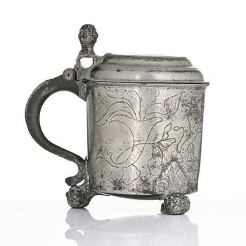 A pewter tankard by G. Östling, Vimmerby 1777.