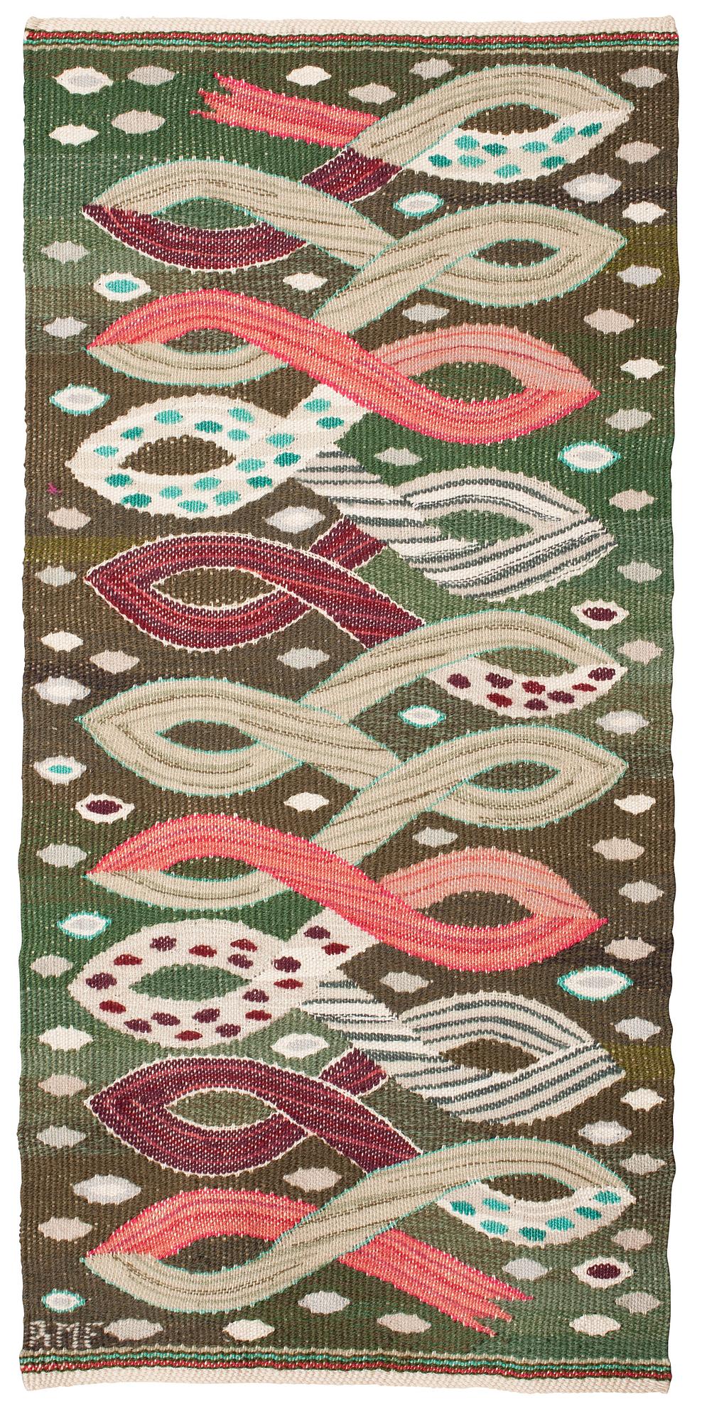 TEXTILE. "Bandet". Tapestry variation. 33 x 69,5 cm. Signed AMF.