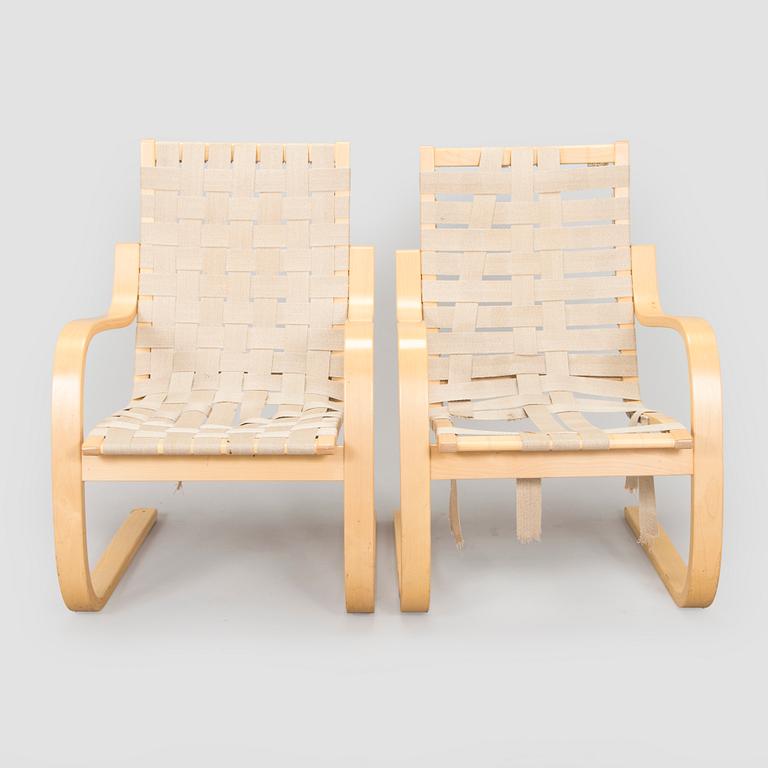 Alvar Aalto, fåtöljer, ett par, modell 406 för Artek 1900-talets slut.