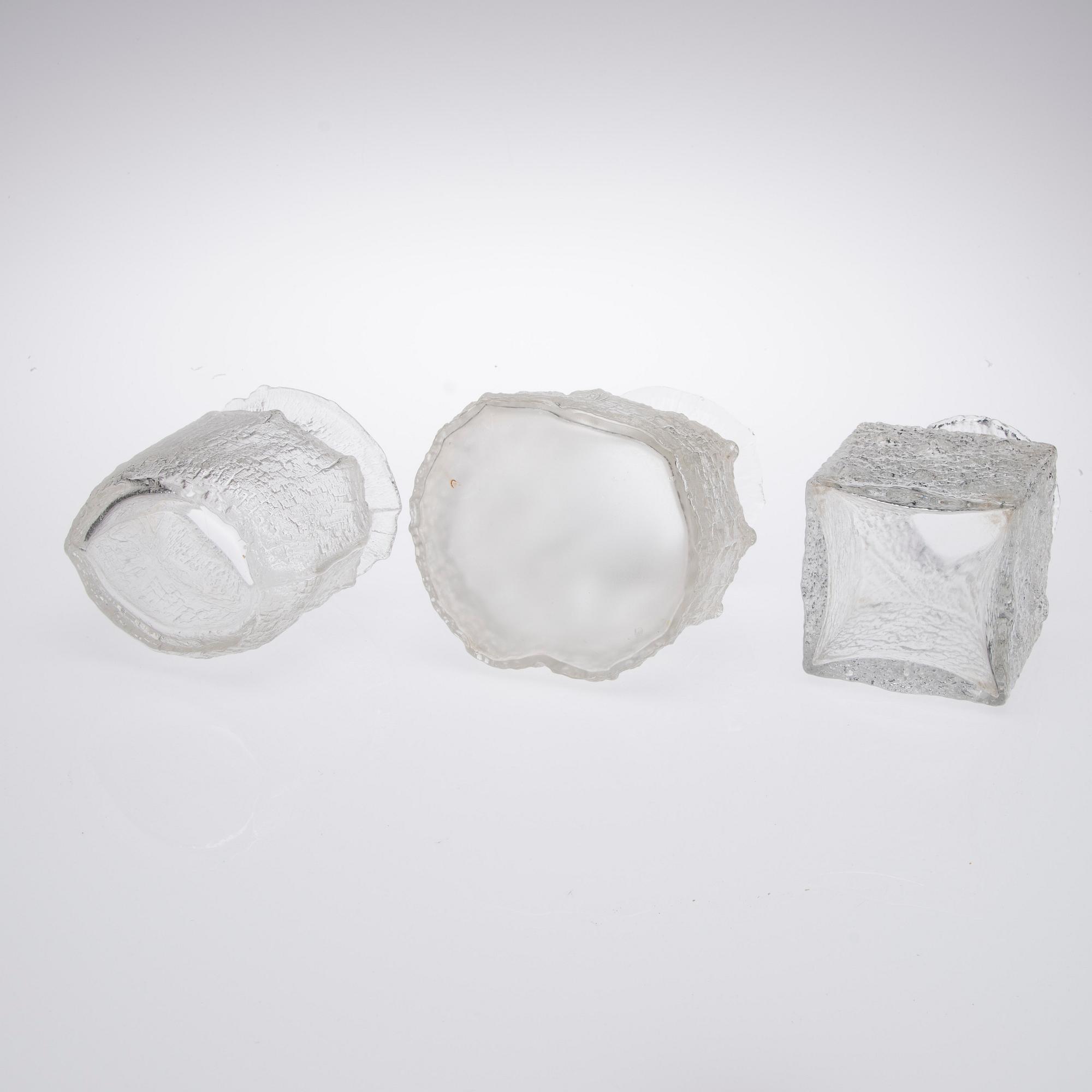 VASER, 3 st, glas. Timo Sarpaneva, signerade.