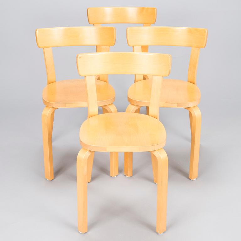 ALVAR AALTO, A Set of four '69' Chairs by Artek, late 20th Century.