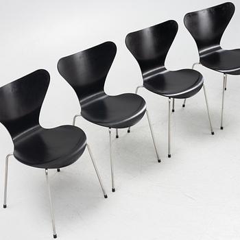 Arne Jacobsen, stolar, 4 st, "Sjuan", Fritz Hansen, Danmark, 2007.