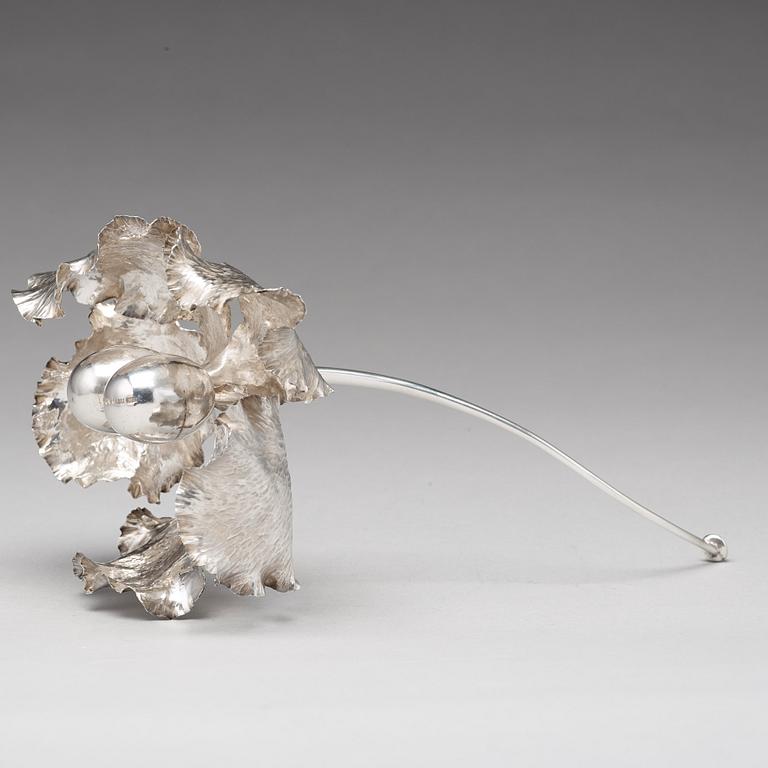 Kristian Nilsson, a sterling perfume flacon in the shape of an orchid, Stockholm 1981.