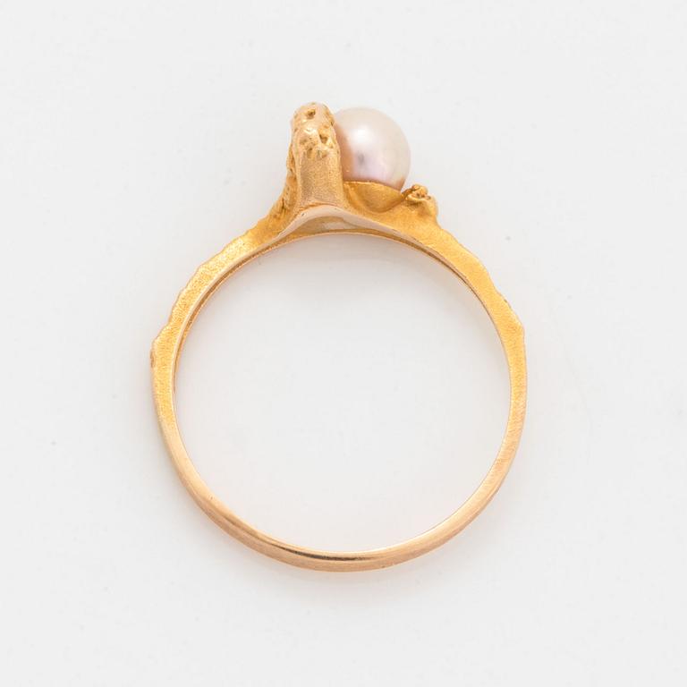 Björn Weckström, a cultured pearl ring, Lapponia, 1991.