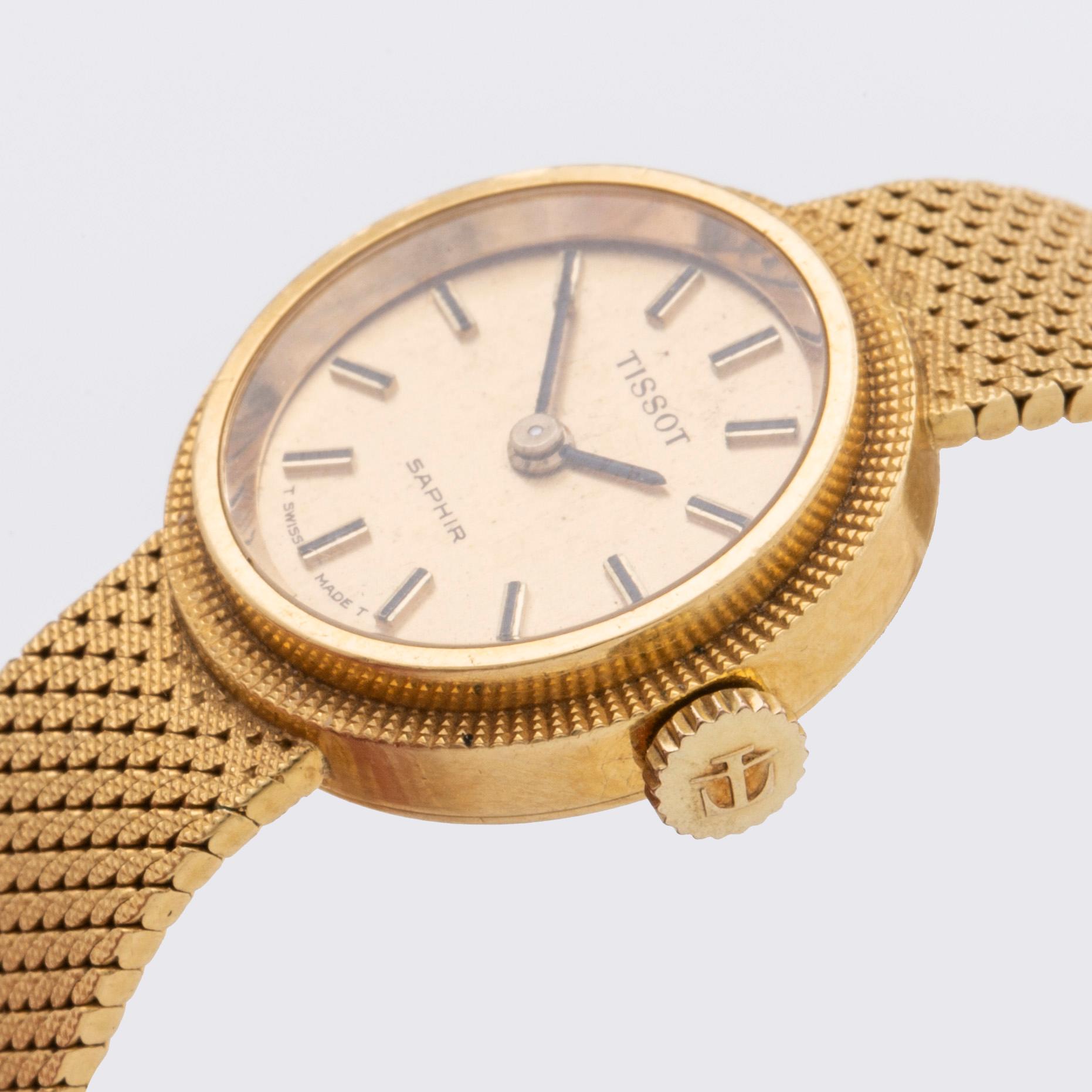 TISSOT, Saphir, damarmbandsur, guld 18K, c:a 20 mm.
