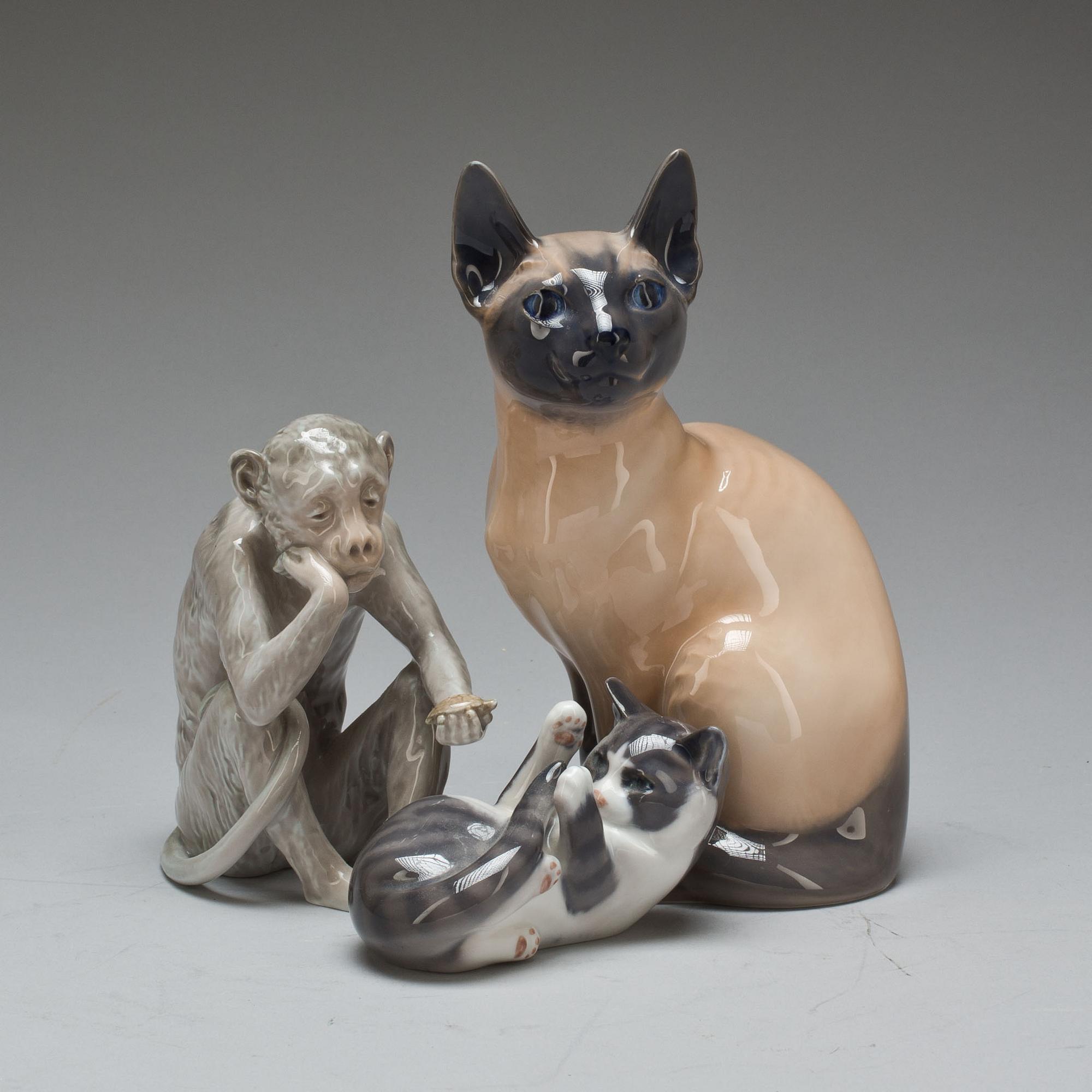 FIGURINER, 3 st, porslin, Royal Copenhagen och Bing & Gröndahl.