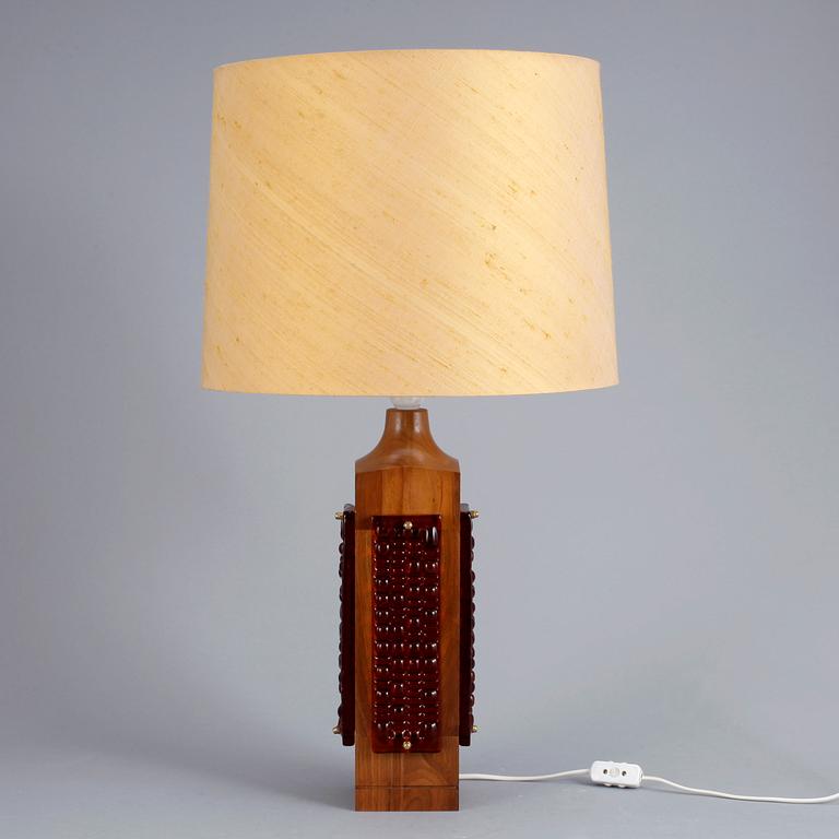 BORDLAMPA, teak och glas, 1960-tal.