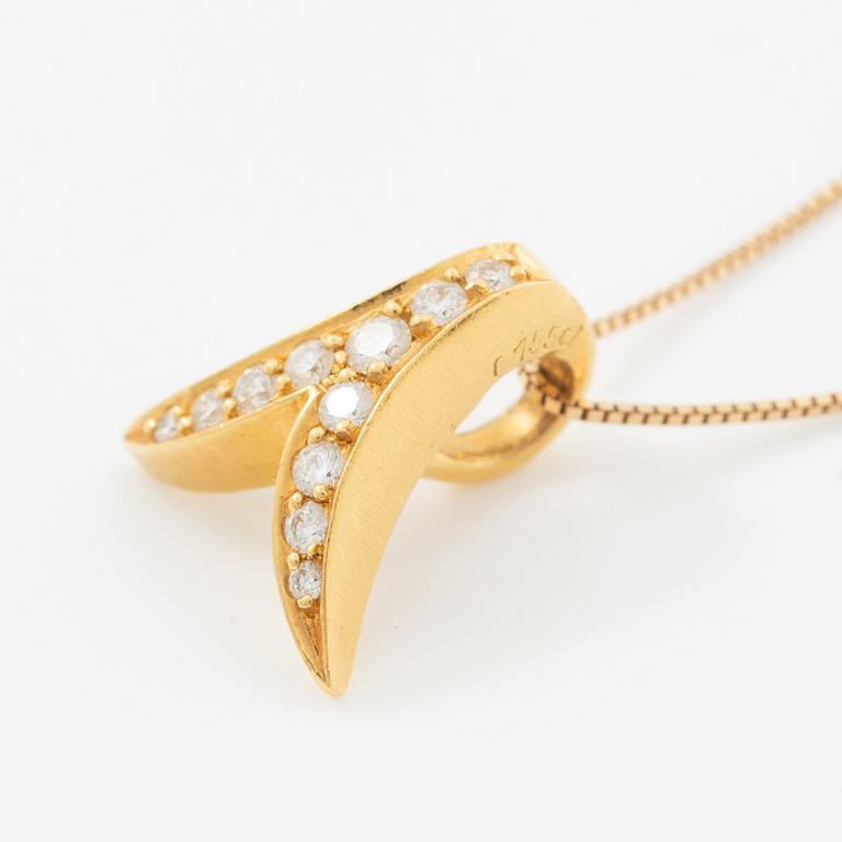 Pendant with chain, 18K gold set with brilliant-cut diamonds.