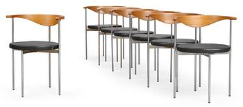 398. A set of 7 Fredrik Sieck chairs, Fritz Hansen, Denmark 1964.