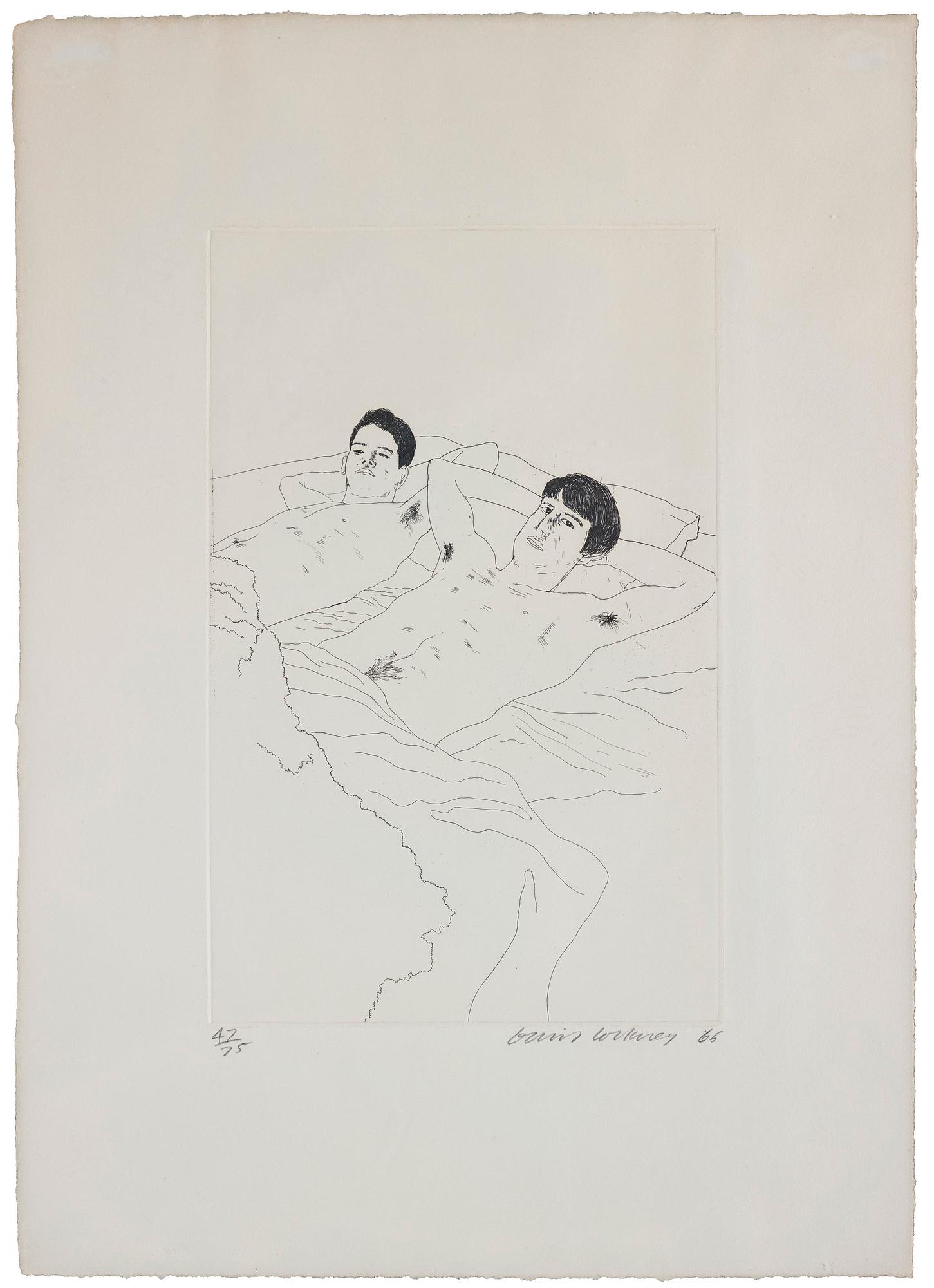 David Hockney, "In Despair", ur "Illustrations for Fourteen Poems from C.P. Cavafy".