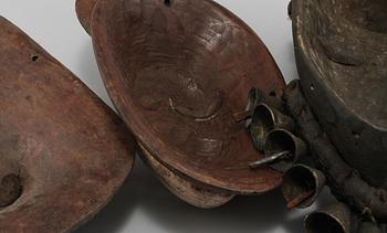 MASKER, 3 st, troligen Afrika, 1900-tal.