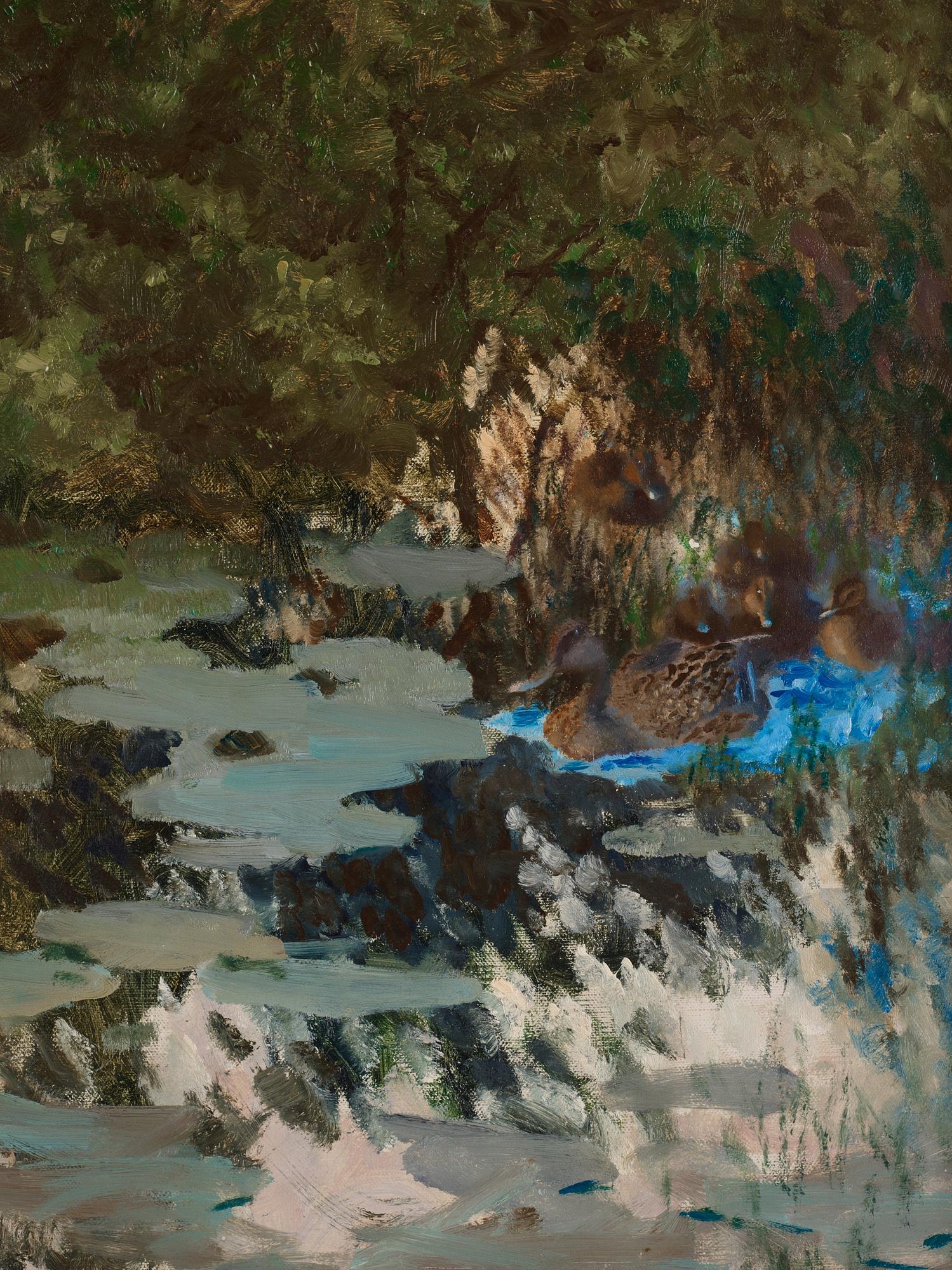 Bruno Liljefors, Mallards amongst Water lilies.