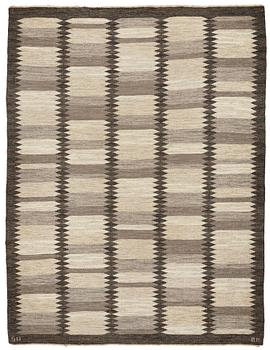 259. Berit Koenig, matto, "Viggen, grå", flat weave, ca 252-253,5 x 189-192 cm, signed SH BK.