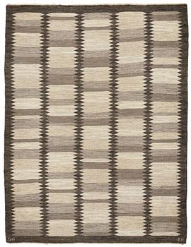 Berit Koenig, matto, "Viggen, grå", flat weave, ca 252-253,5 x 189-192 cm, signed SH BK.