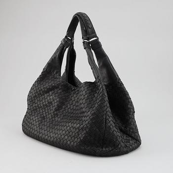 BOTTEGA VENETA, black leather bag.