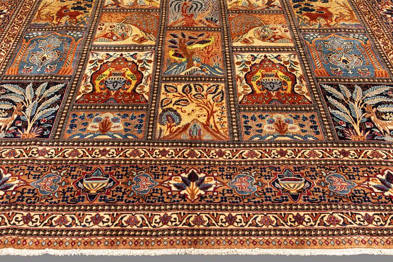 A carpet, Figural Kashmar, ca 373 x 298 cm.