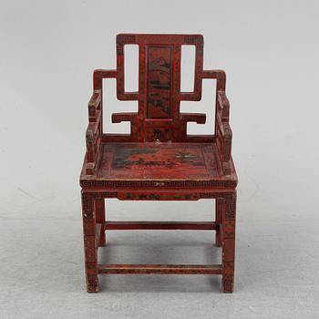 A chinese laqcuer armchair, 20th century.