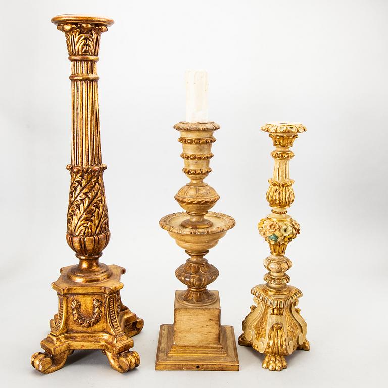 Six Louis XV- and Louis XVI- style wood table lamps. Mid 20th century from Paoletti, Firenze Italy.