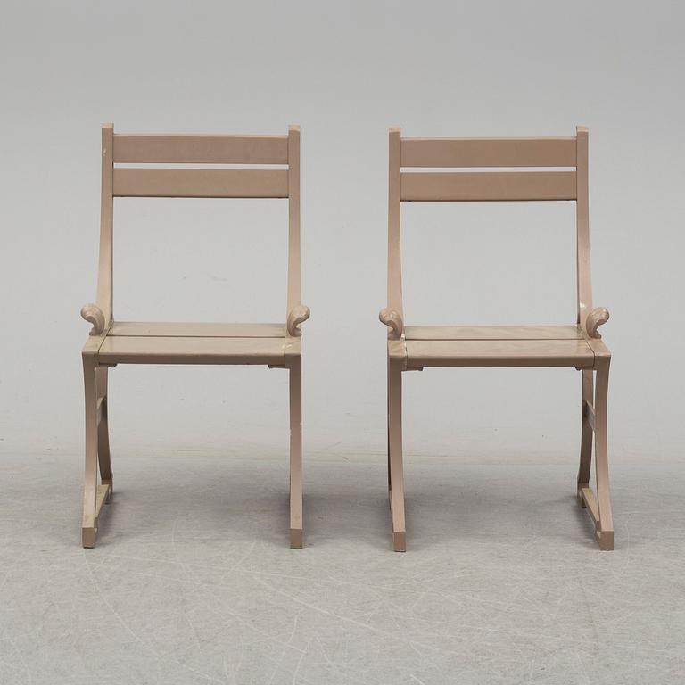 A pair of late 20th century garden chairs, "Sneckan", Folke Bensow, Byarums Bruk.