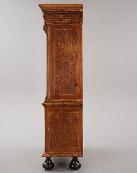 A Swedish late Baroque burr-alder cabinet, Stockholm, first part 18th century.