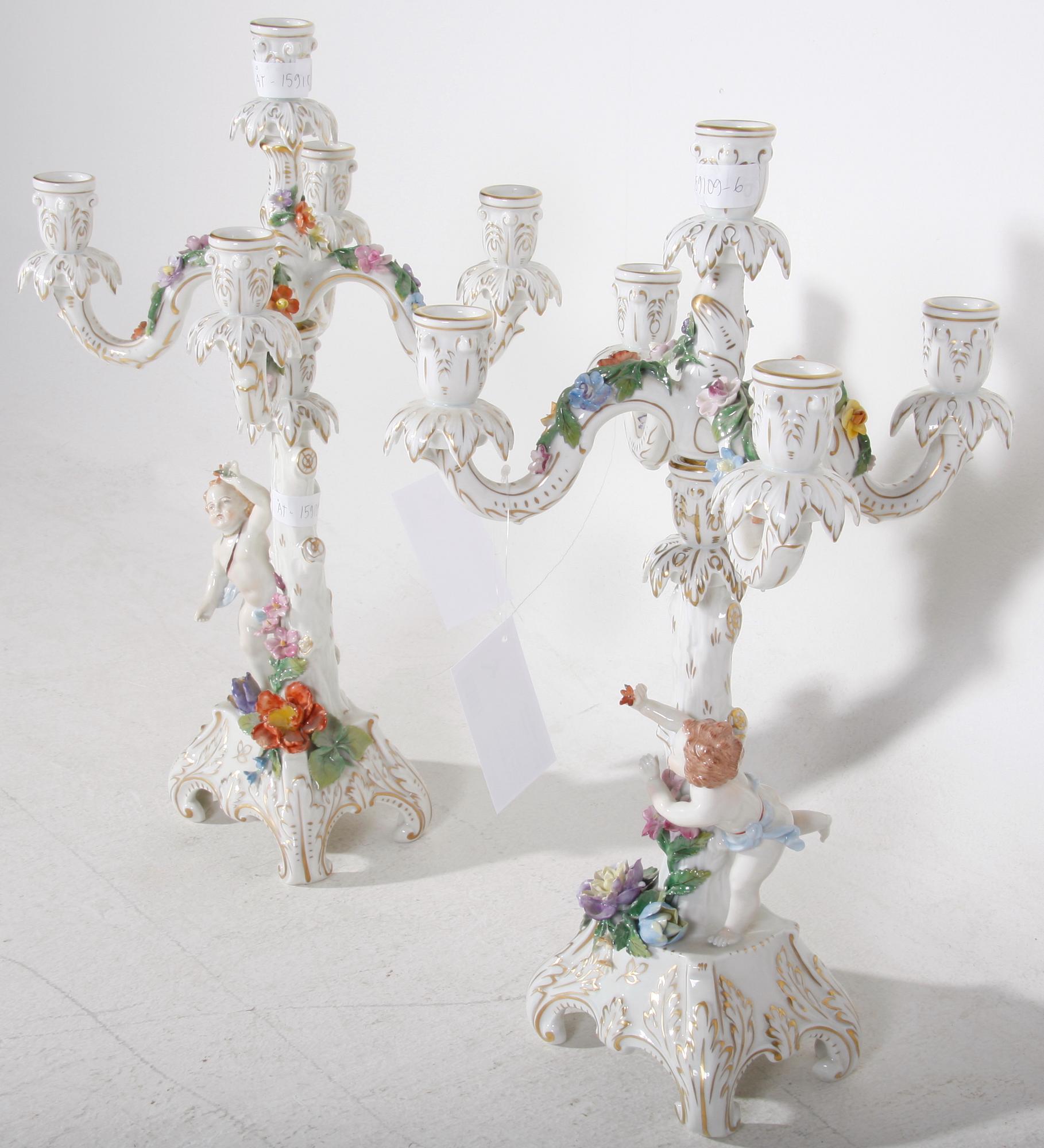 KANDELABRAR, ett par, porslin, Dresden.