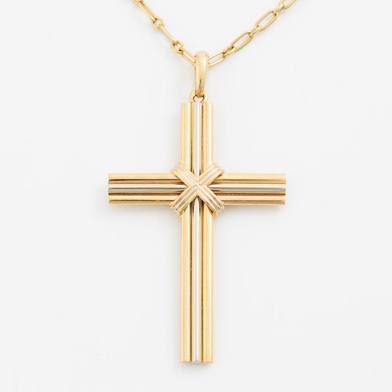 Cartier, A Cartier necklace 18K multi-coloured gold "Trinity" cross.