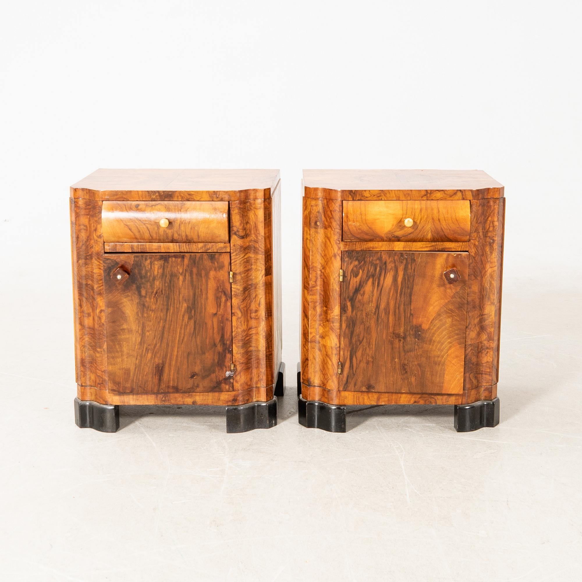 Sängbord, ett par, Art Deco, 1900-talets första hälft.