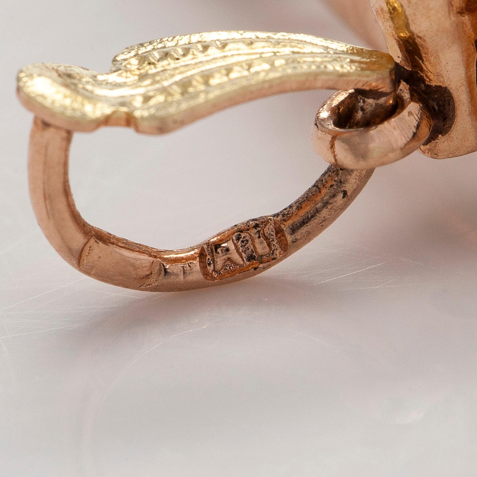 Pendant, faceted demantoids, 14K gold, Moscow, early 20th century.