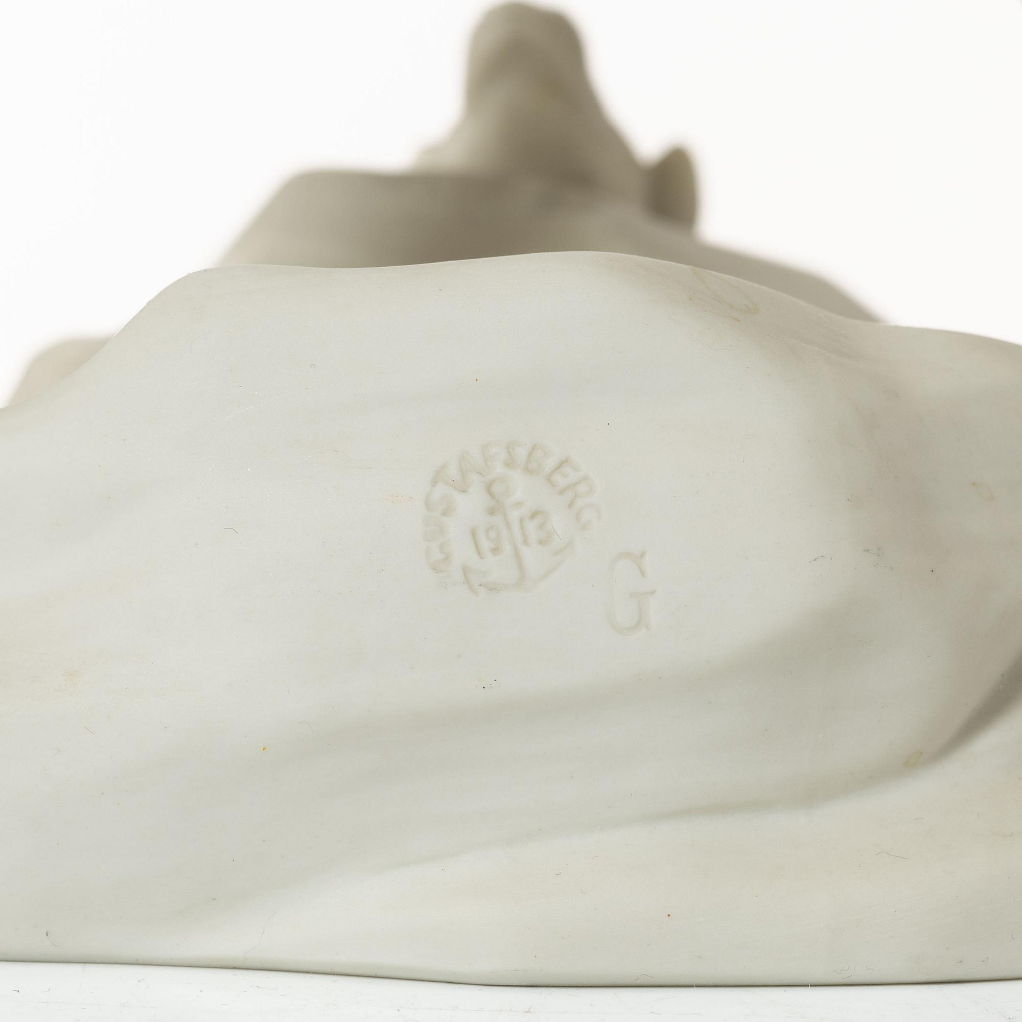 A biscuit porcelain sculpture, 'Pojke med groda', Gustafsberg 1913.