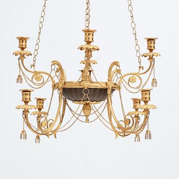 A late Gustavian early 19th century nine-light hanging-lamp.