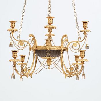 A late Gustavian early 19th century nine-light hanging-lamp.