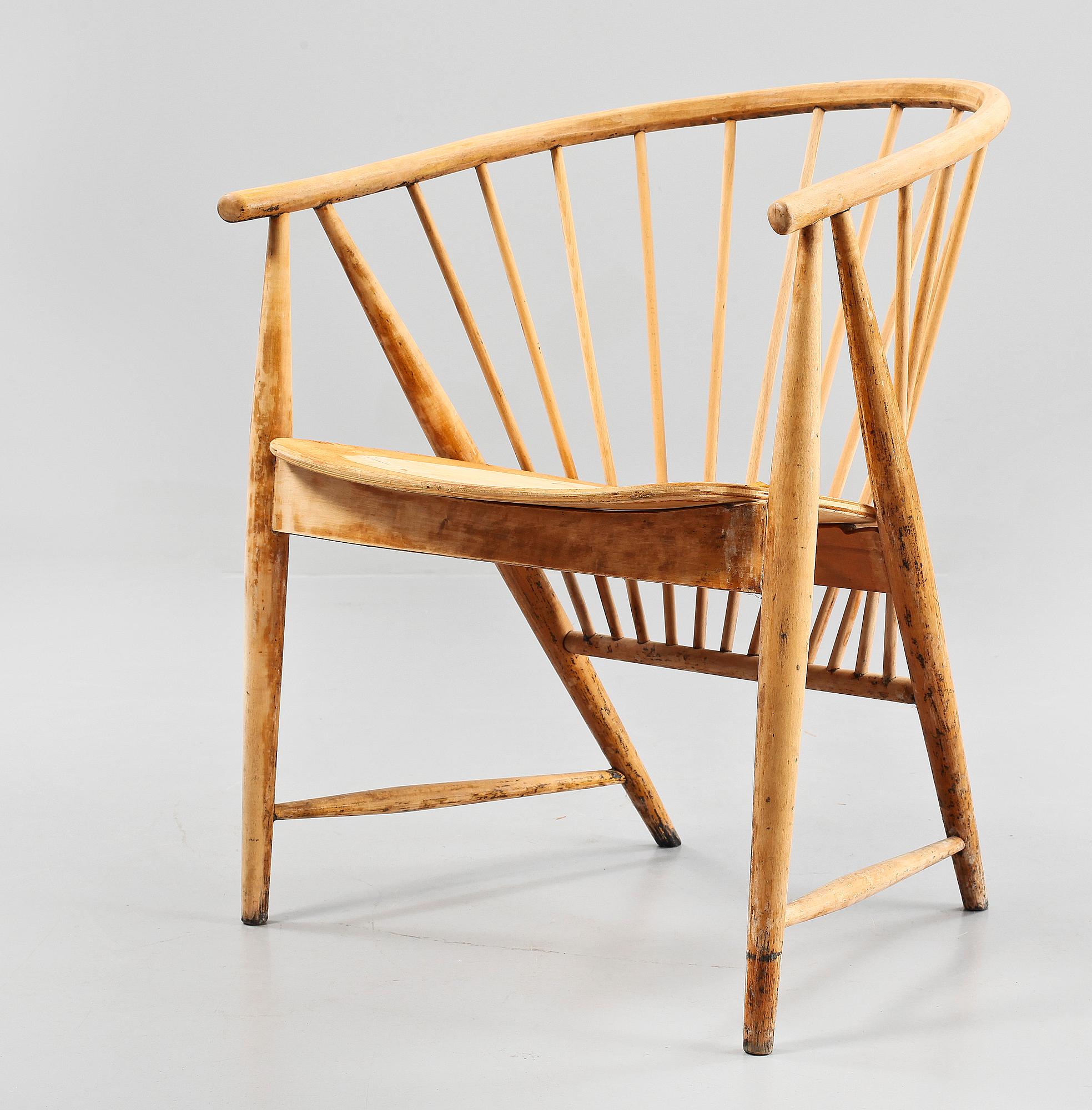 KARMSTOL, "Solfjädern", Sonna Rosén för Nässjö Stolfabrik, modellen formgiven 1948.