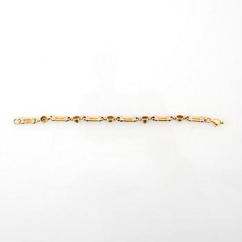 Bracelet 18K rose and white gold set with cabochon-cut sapphires and rubies, possibly Ancona Italy.