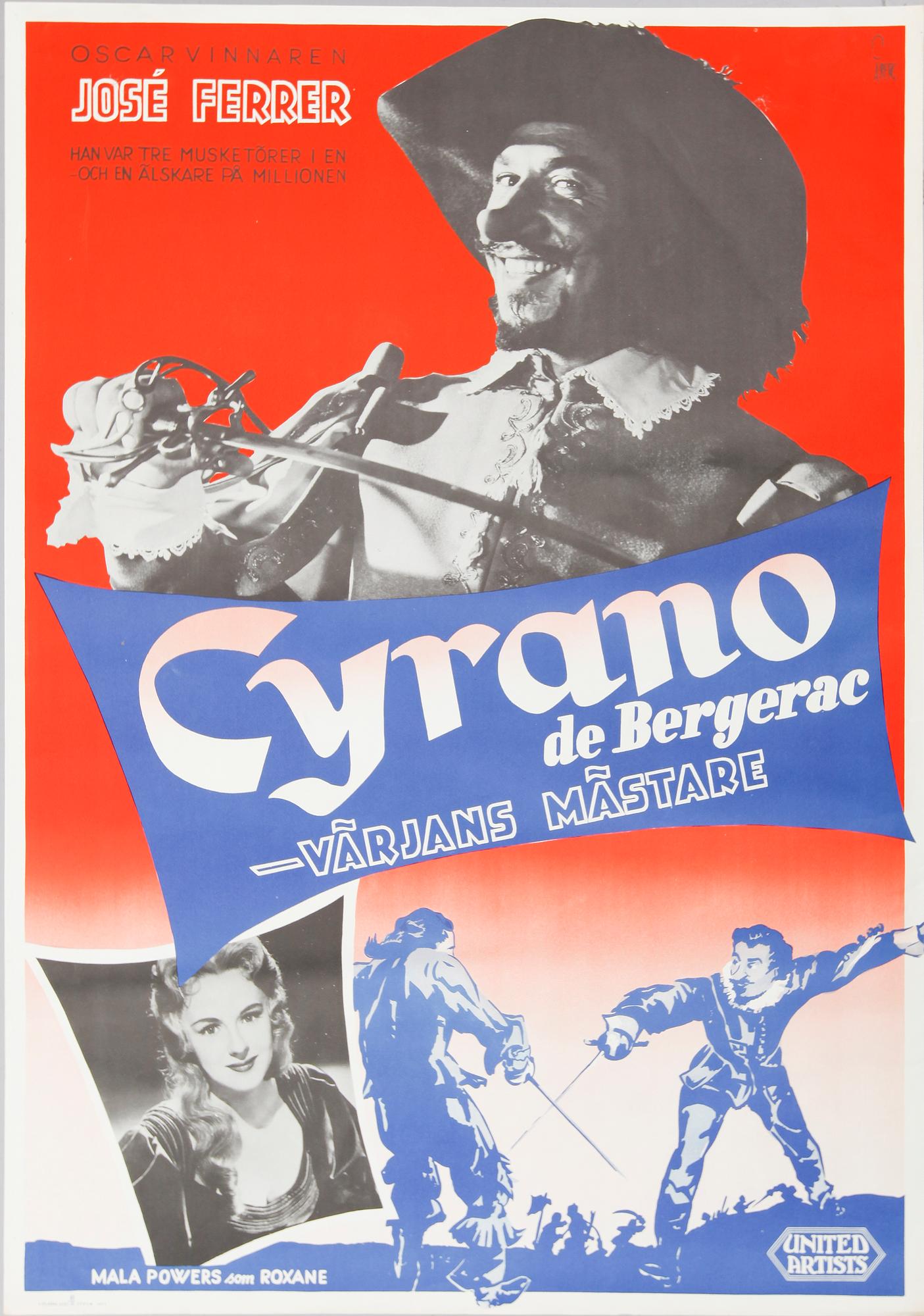 FILMAFFISCH, litografiskt tryck, "Cyrano de Bergerac", 1951.