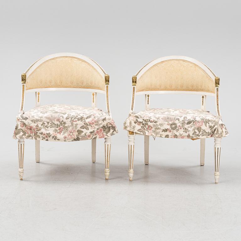 A pair of Gustavian style chairs, late 19th Century.