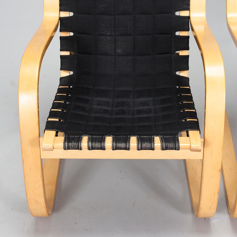 Alvar Aalto, fåtöljer, ett par, modell 406, Artek, 1970-tal.