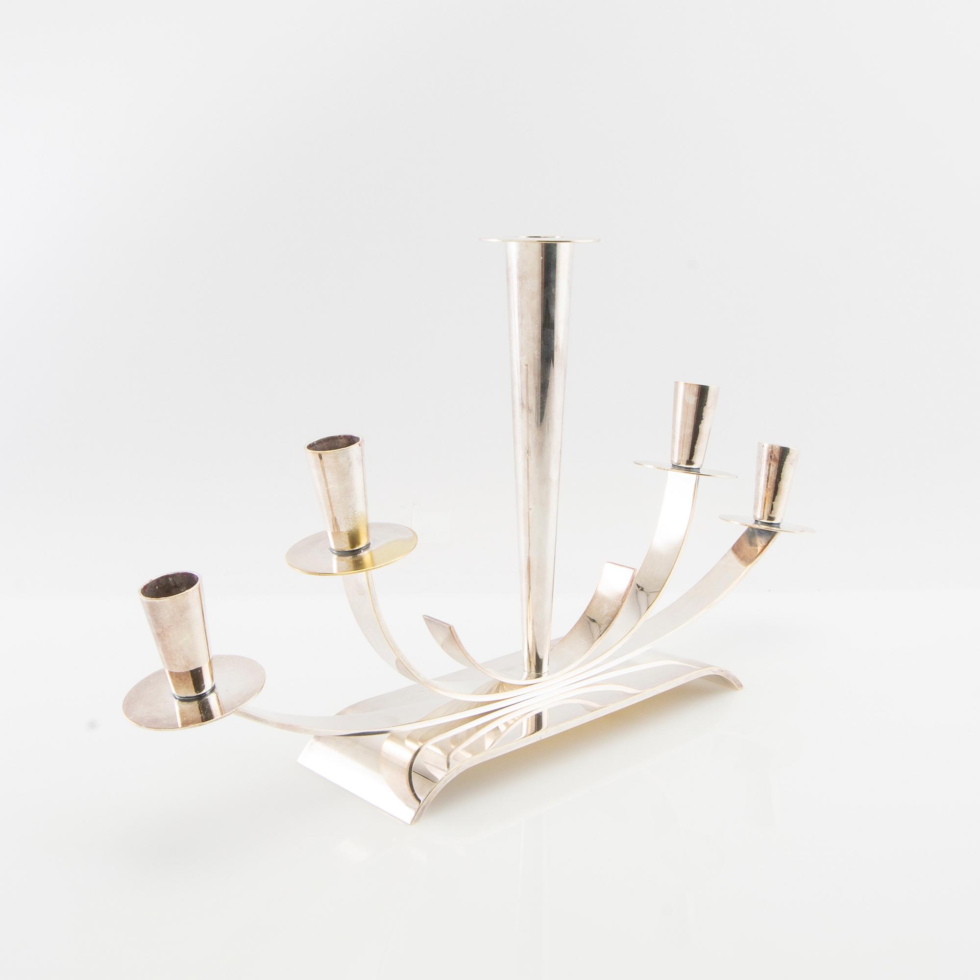 Walter Andersson attributed candelabrum, silver-plated, Ystad Metall, 1940s/50s.