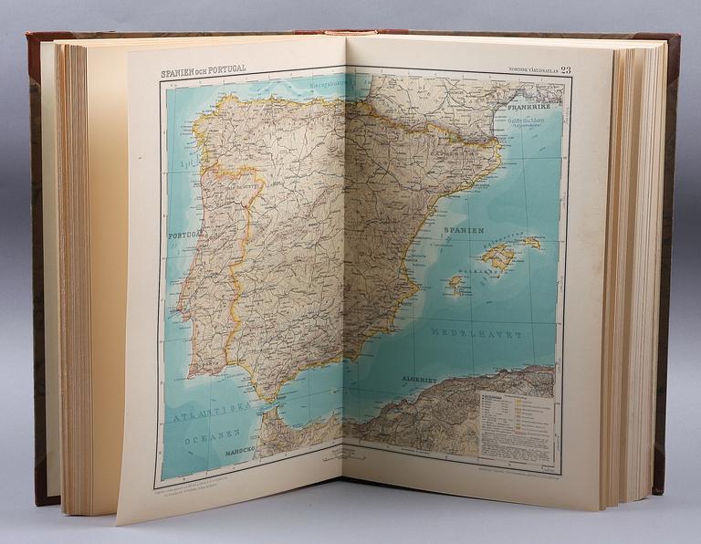 KARTBOK, "NORDISK VÄRLDSATLAS", Zetterstrand och Rosèn, 1926.