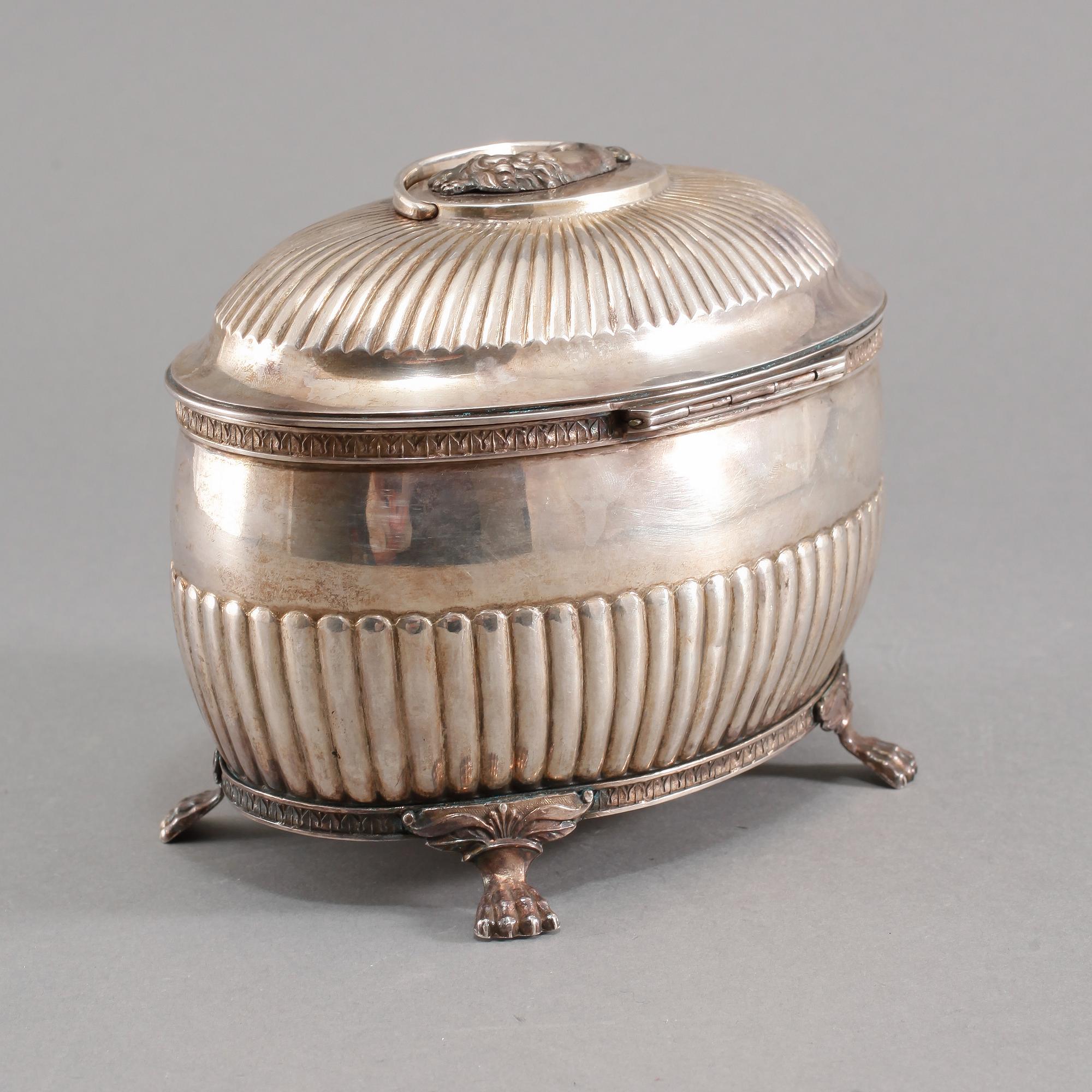 SOCKERSKRIN, silver, Johan Fredrik Massman, Stockholm, 1826, vikt 655 gram.