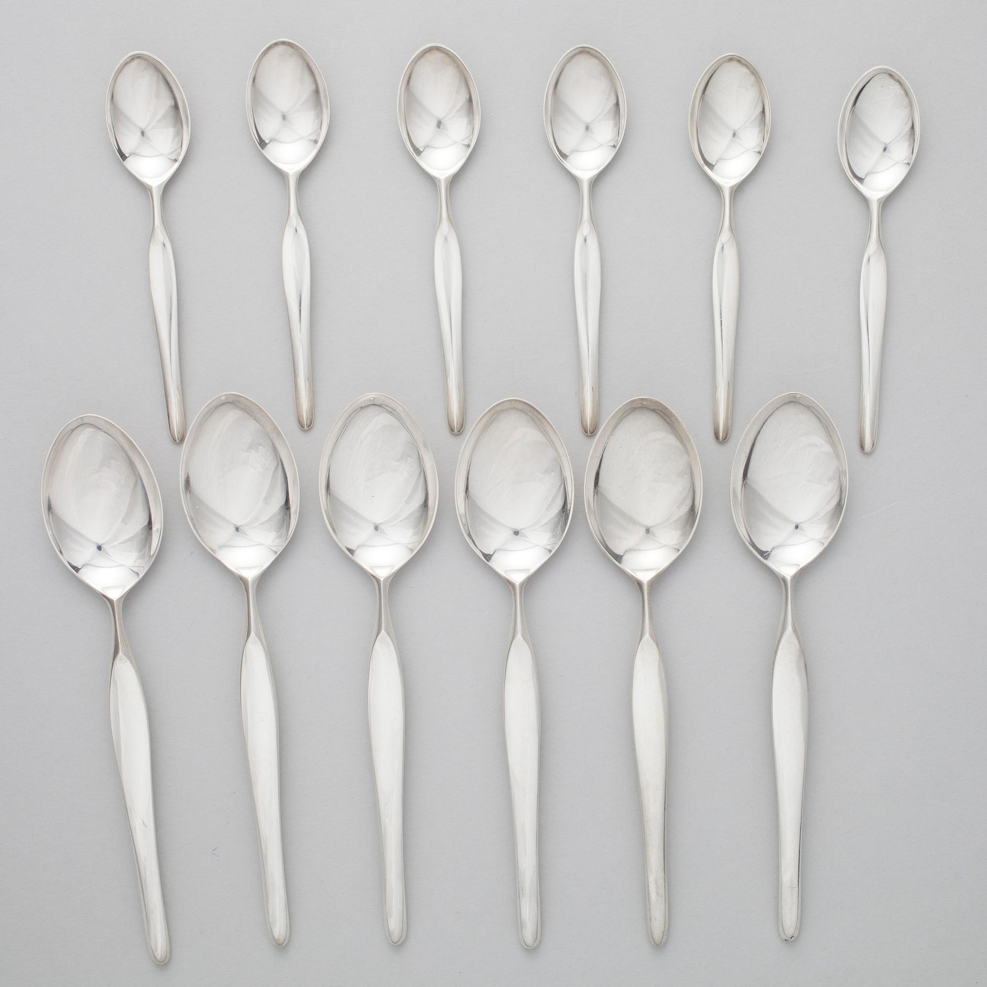 SKEDAR, 6+6, silver, "Hopeasiipi" (Silver wing) Tapio Wirkkala, Hopeakeskus, Tavastehus 1957-1968. Vikt ca 300 g.