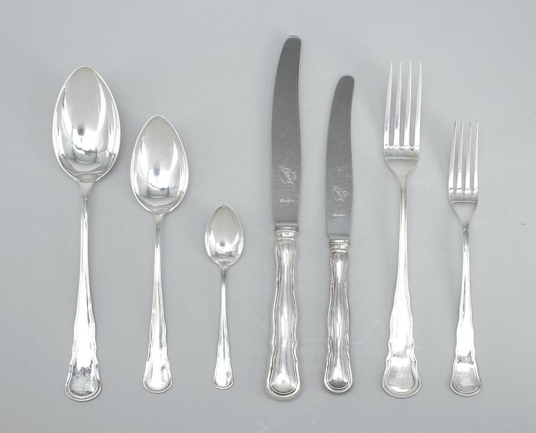 BESTICKSERVIS, 56 delar, silver, C G Hallberg, Stockholm 1920-50-tal. Tot ca 2700 gram.