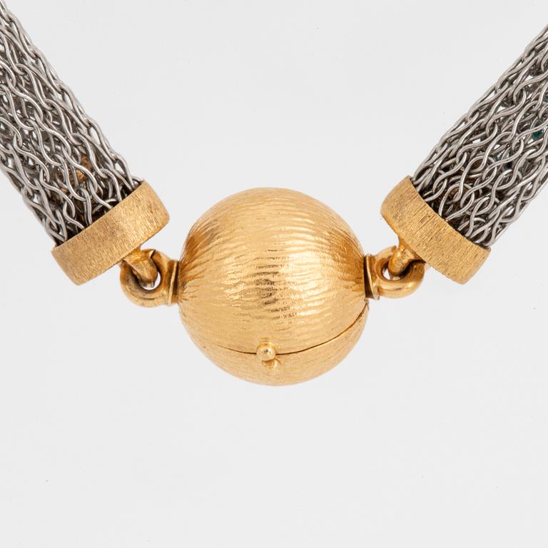 OLE LYNGGAARD, Silver and 18K gold necklace.