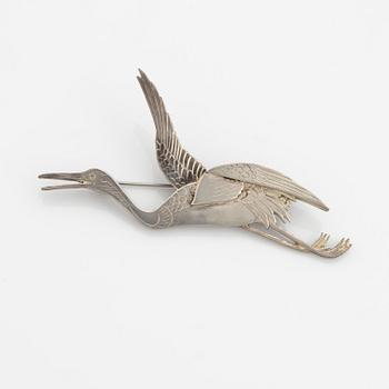 Wiwen Nilsson, brosch, sterlingsilver, trana.