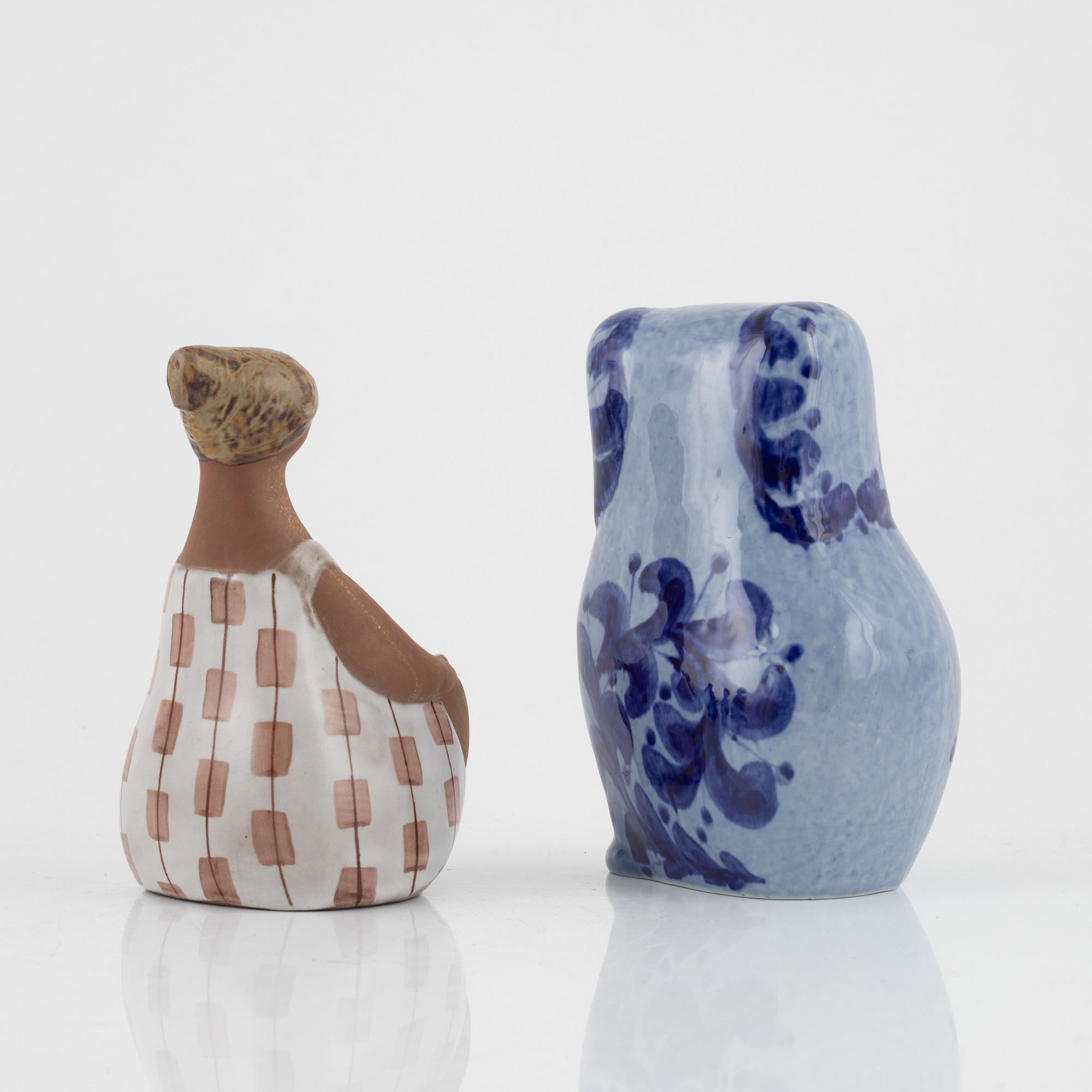 Lisa Larson, two stoneware figurines, Gustavsberg, Sweden.