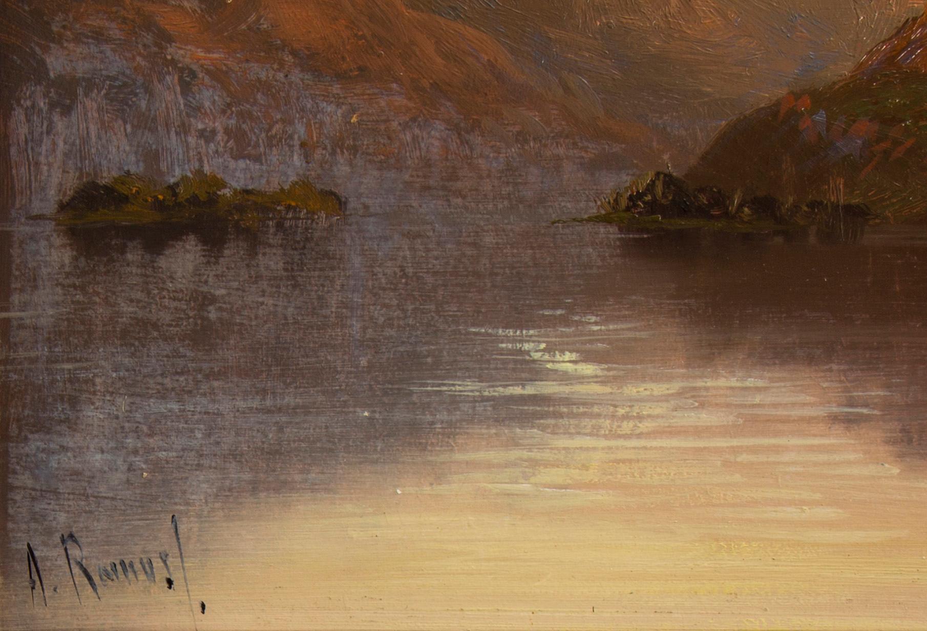 AUBREY RAMUS, oil painting on board first half of the 20th century.