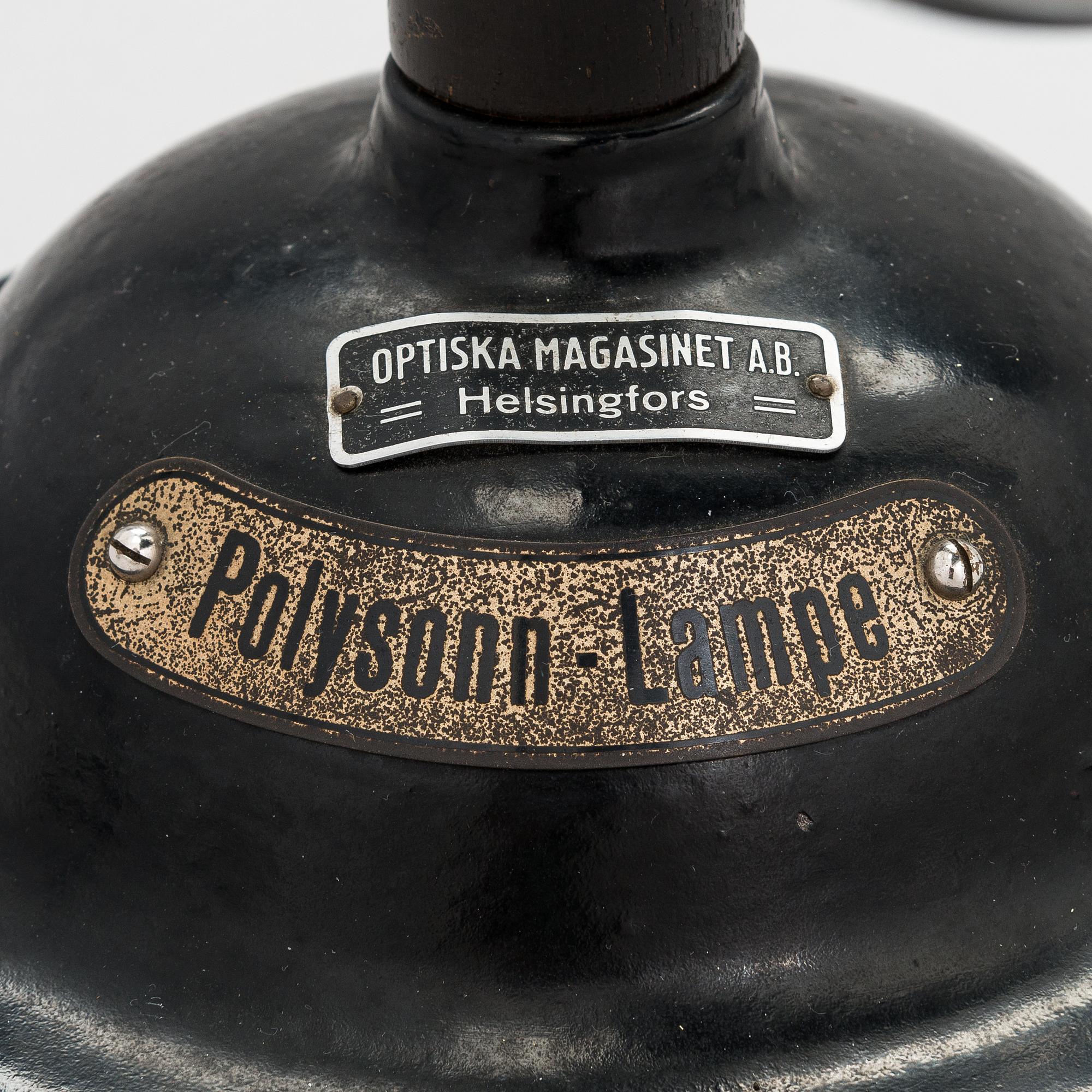 Pöytävalaisin/ aurinkolamppu, Polysonn-Lampe, Saksa 1920-luku.