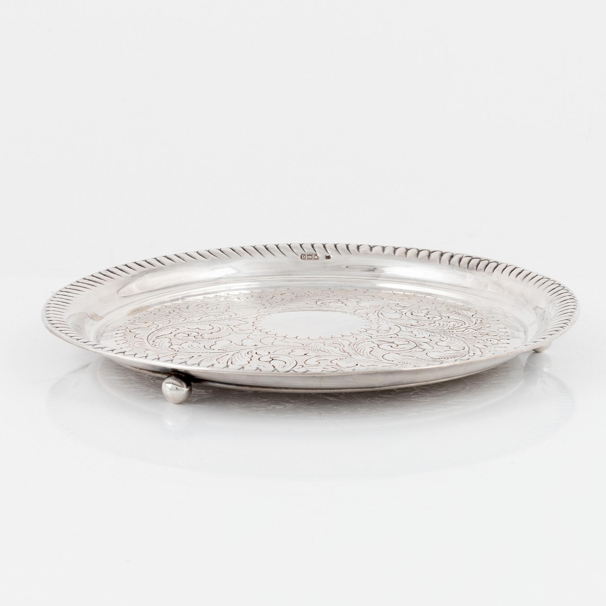 Jacob Langleben, salver, silver, London 1899.