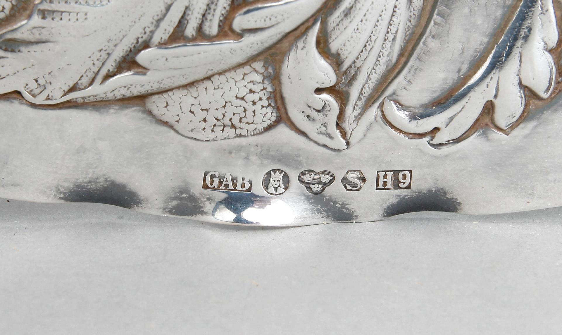 PARTI SILVER, 5 delar, bland annat Guldsmedsaktiebolaget, Stockholm, 1958. Vikt ca 514g.