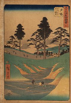Ando Utagawa Hiroshige, färgträsnitt, 2 st, Japan, 1855.